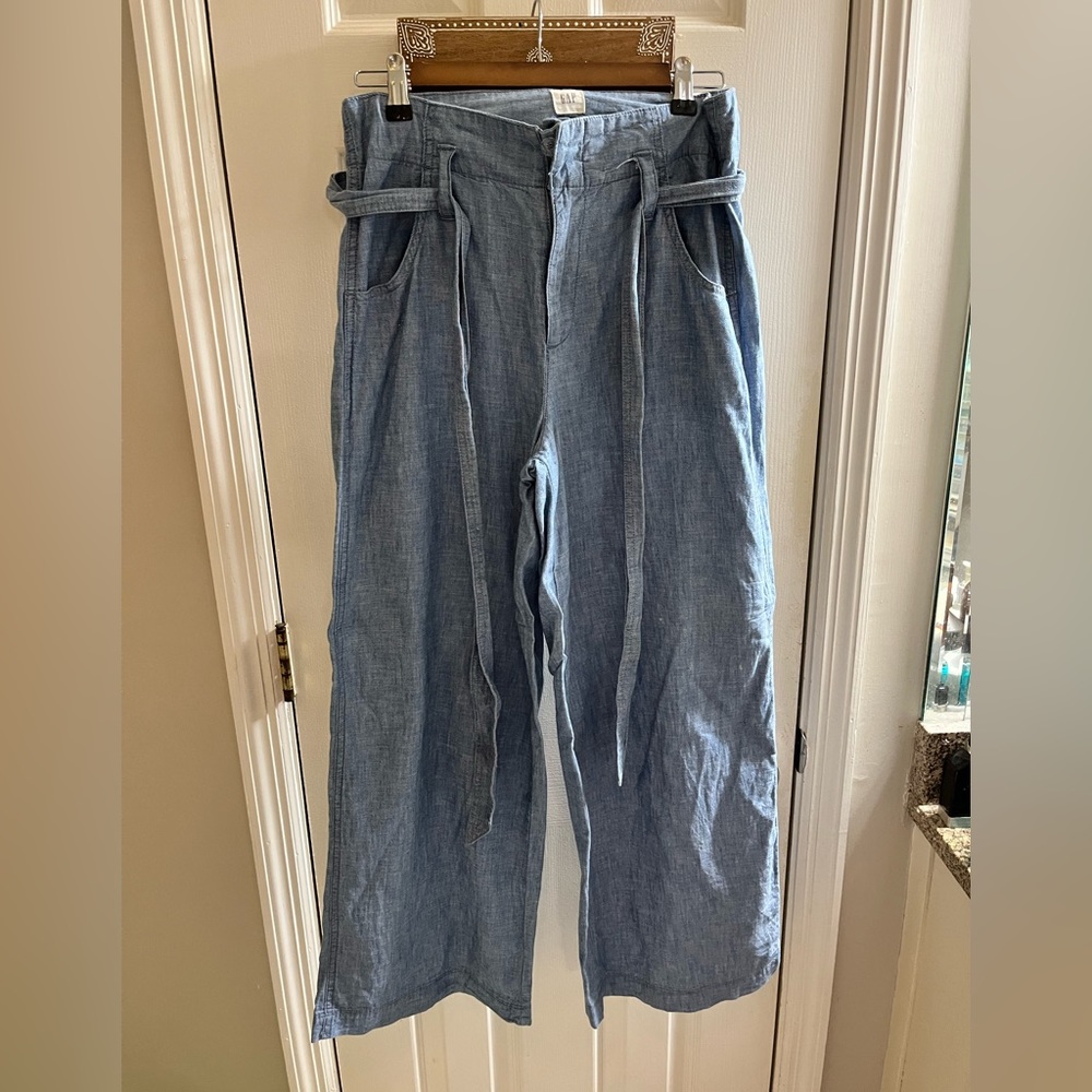 GAP women’s petite wide leg chambray pants 4p
